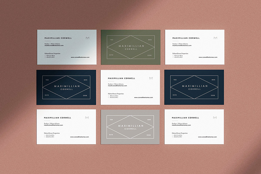 Realtor business cards for Maximillian Corwell Real Estate Realtor business card in different designs and colors