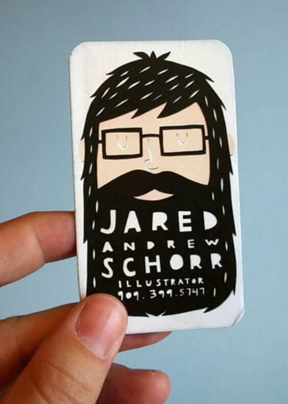 Business card with portrait illustration
