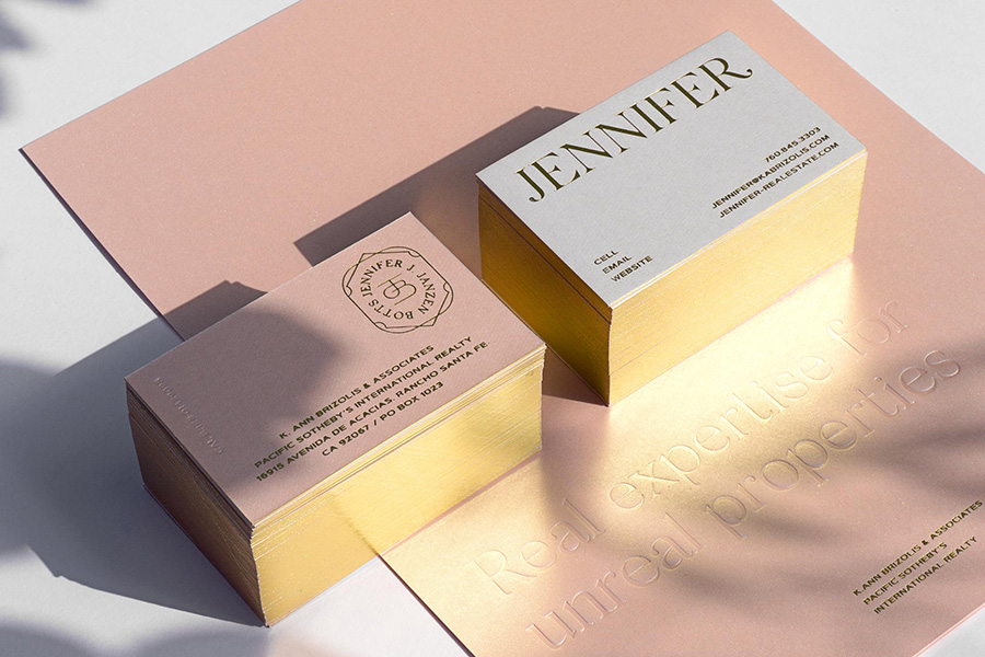 Pink and gold feminine card Pink and gold card design for feminine brand