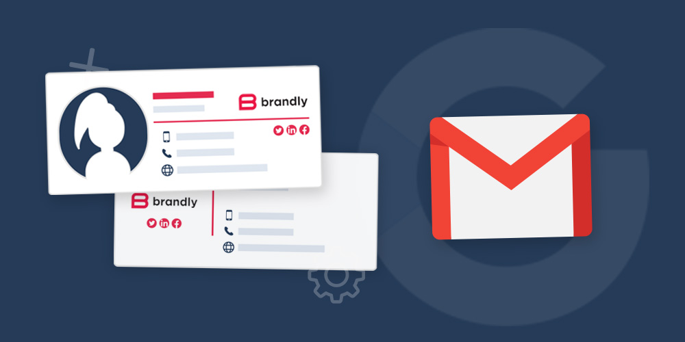 Email signature designs with Brandly branding next to Gmail icon