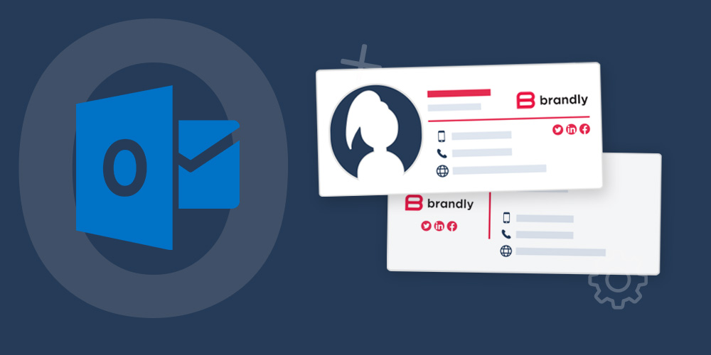 Outlook icon next to professional email signature designs by Brandly